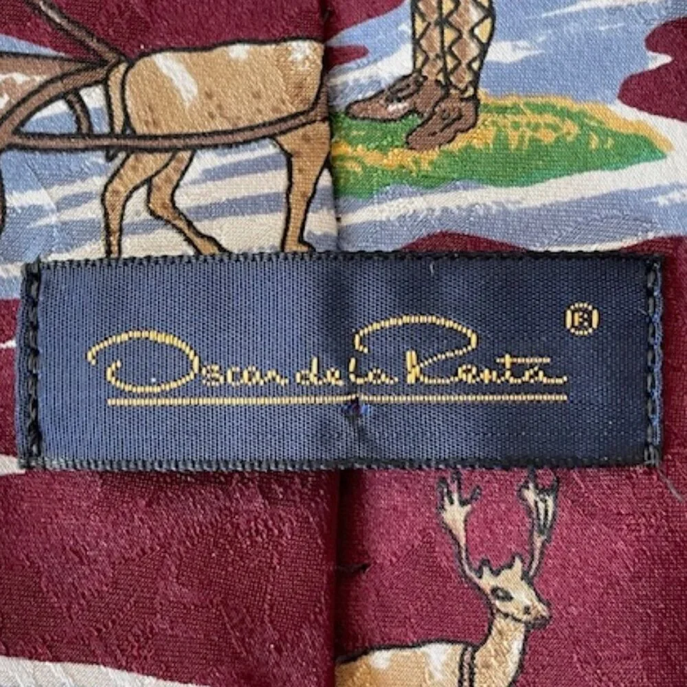 OSCAR DE LA RENTA Vintage Santa Golf Silk Tie
